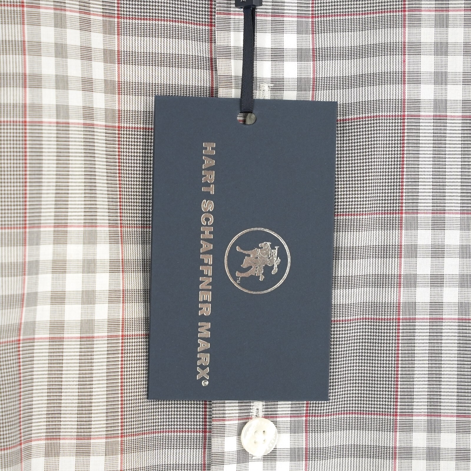 Hart Schaffner Marx Men’s Short-Sleeve Shirt XL Gray Red White Check NWT $89.50