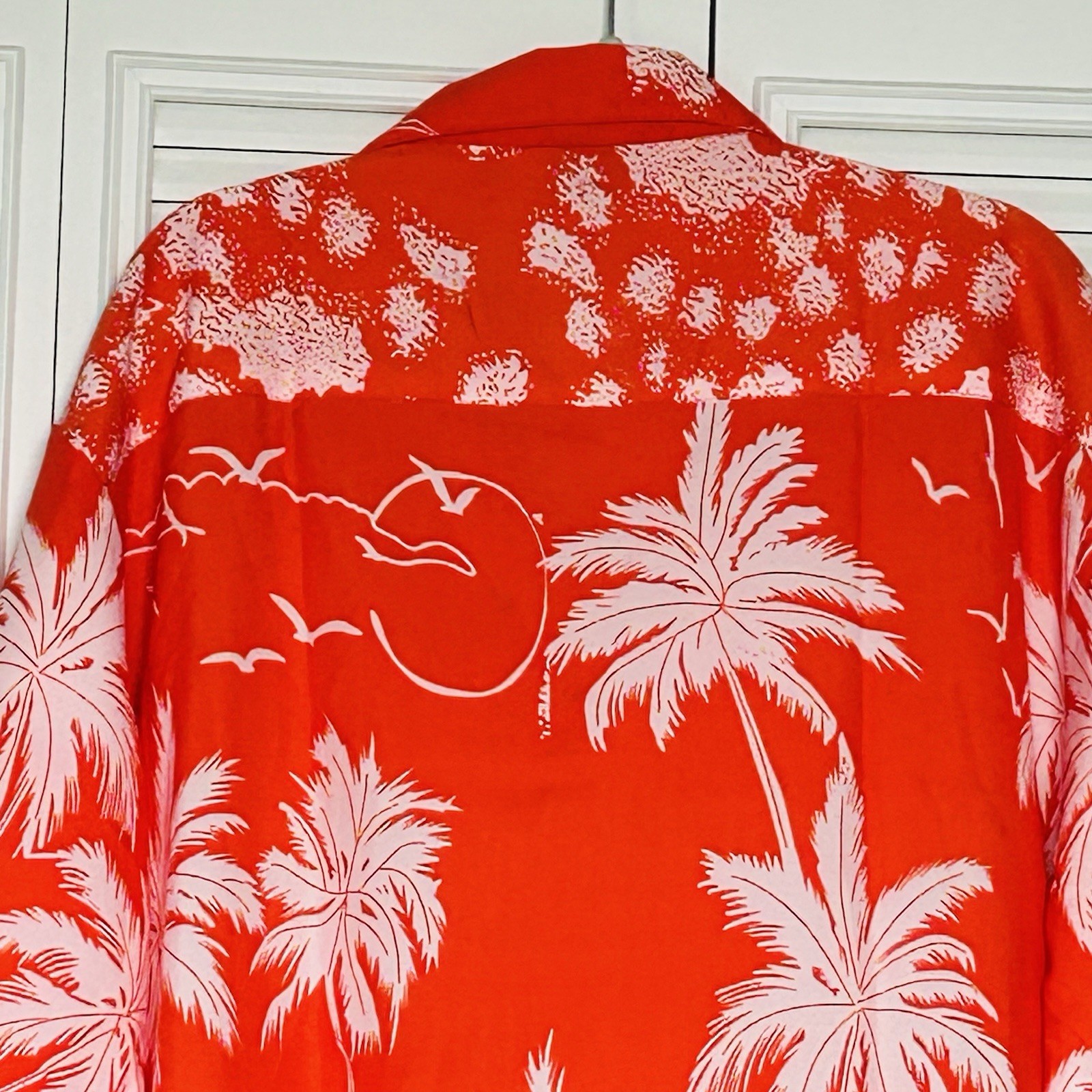 NWT Tropical Hawaiian Shirt 100% POLYESTER MEN’S 3XL ORANGE With Palm Tree’s