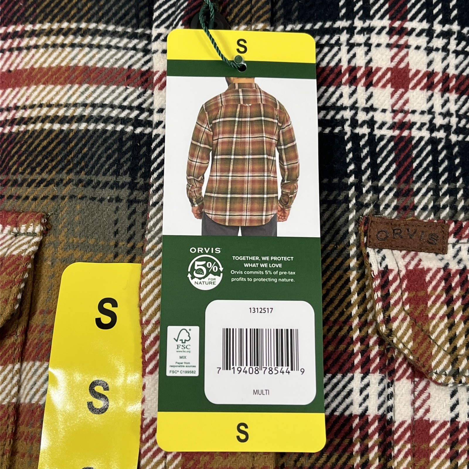 Orvis Heavyweight Flannel Shirt, Brown Plaid, 100% Cotton, Men’s Small, NEW