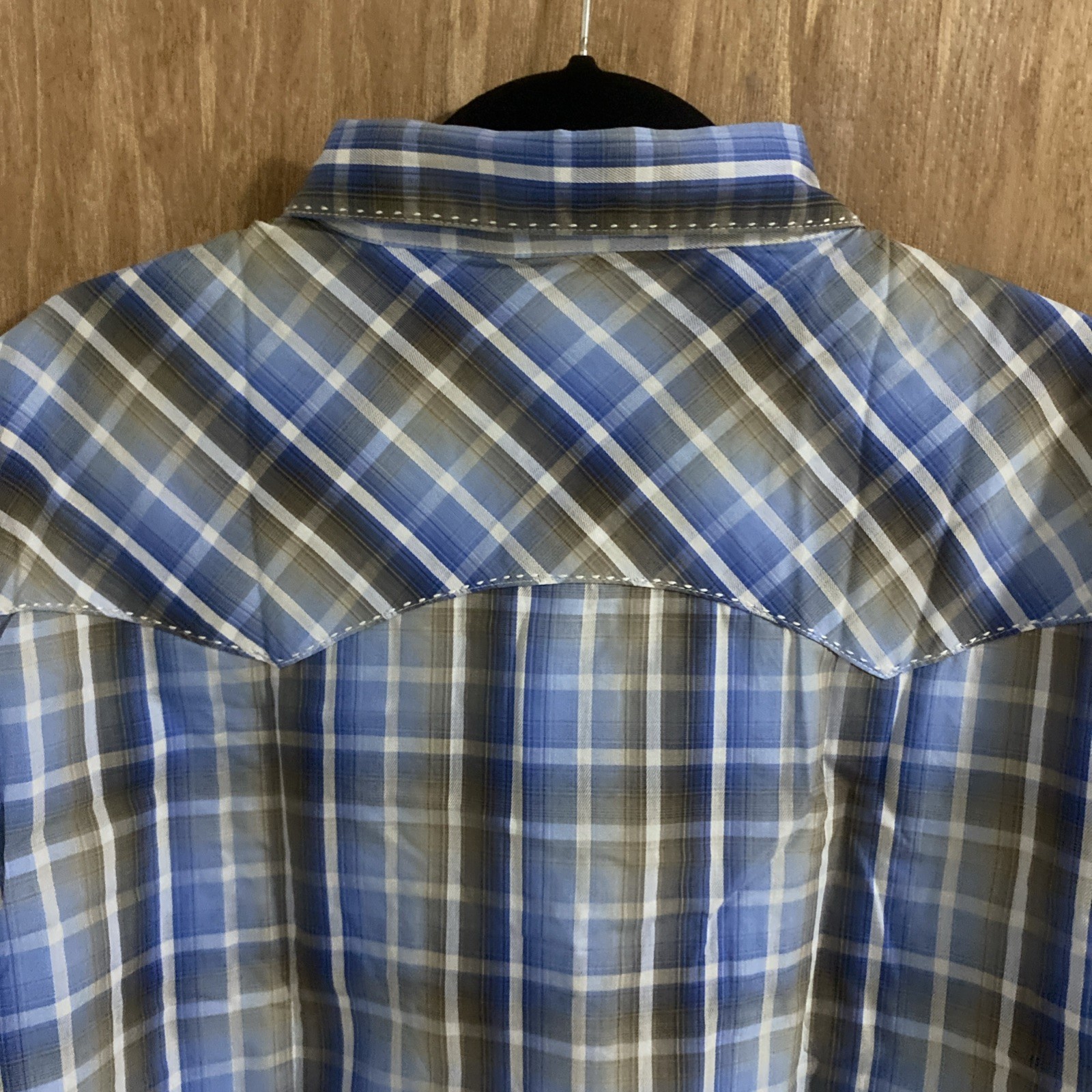 Wrangler Western Shirt Men’s XXL Pearl Snap Long Sleeve Easy Care Green/Blue