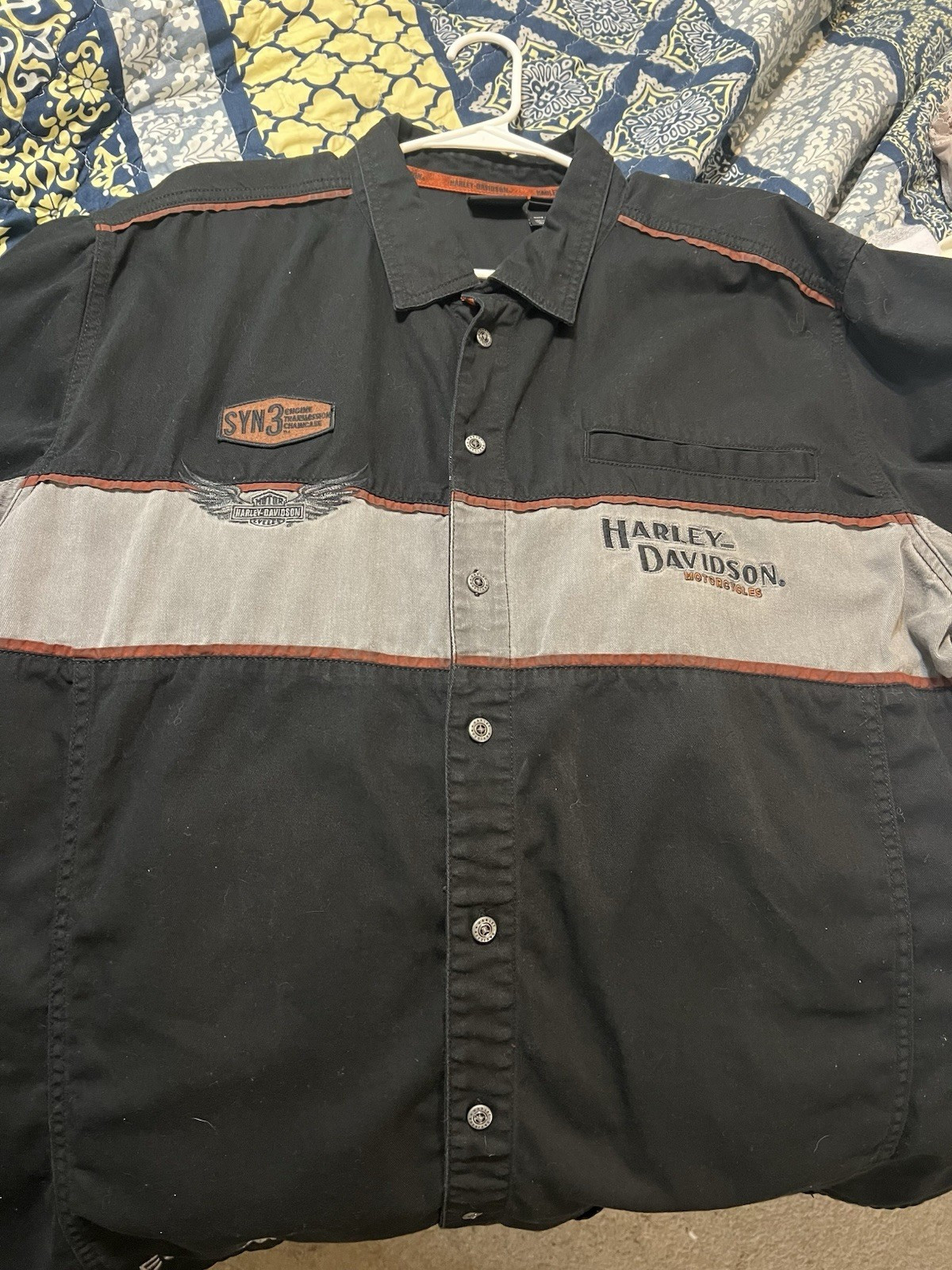 Harley-Davidson Genuine Motorclothes Men’s 2XL Button-Up Shirt Black/Gray