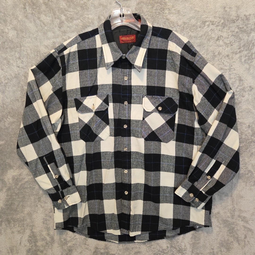 Allen Wickfield Shirt Mens Size XL Full Button Plaid Flannel Outdoor Outfitters