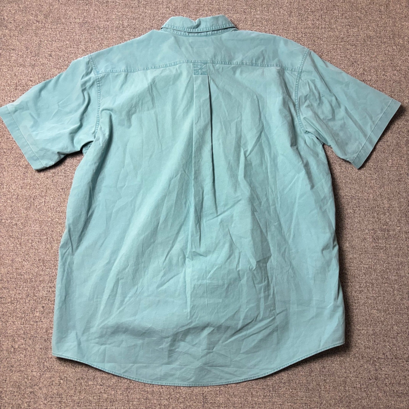 LL Bean Sunwashed Canvas Button Down Shirt Mens XXL Tall Teal Short Sleeve