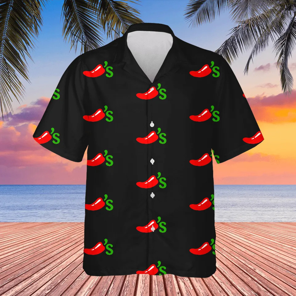 Funny Chili Pepper Fast Food Tropical Men’s Hawaiian Shirt Restaurant Fan