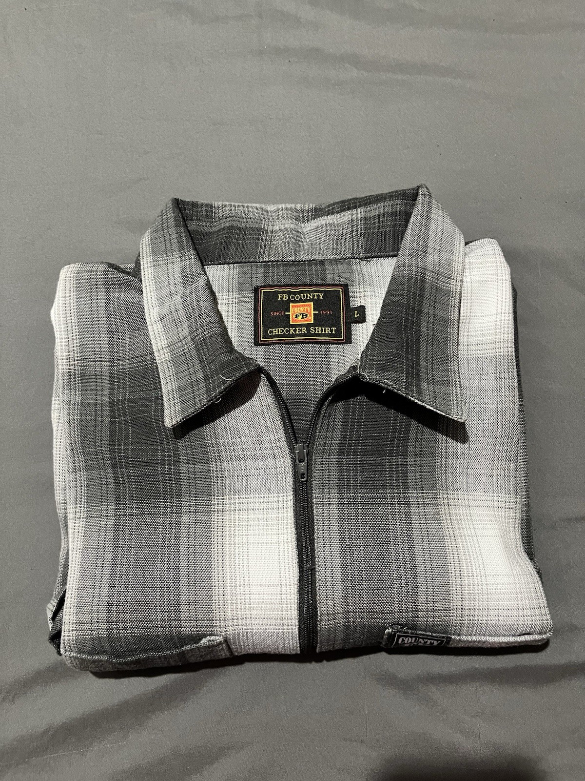 FB County Long Sleeve Plaid Checker Flannel Shirt Black and White
