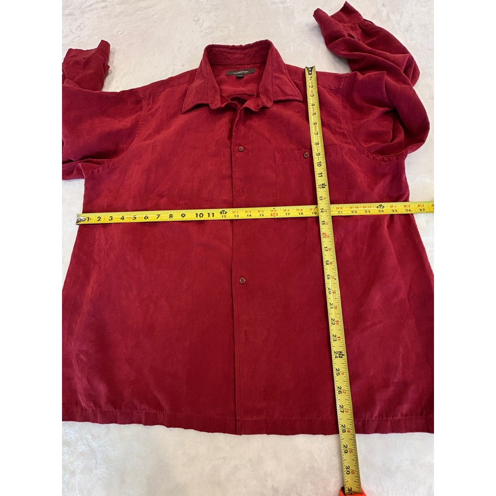 Croft & Barrow Mens XL Red Faux Suede Long Sleeve Button Down Shirt Pocket