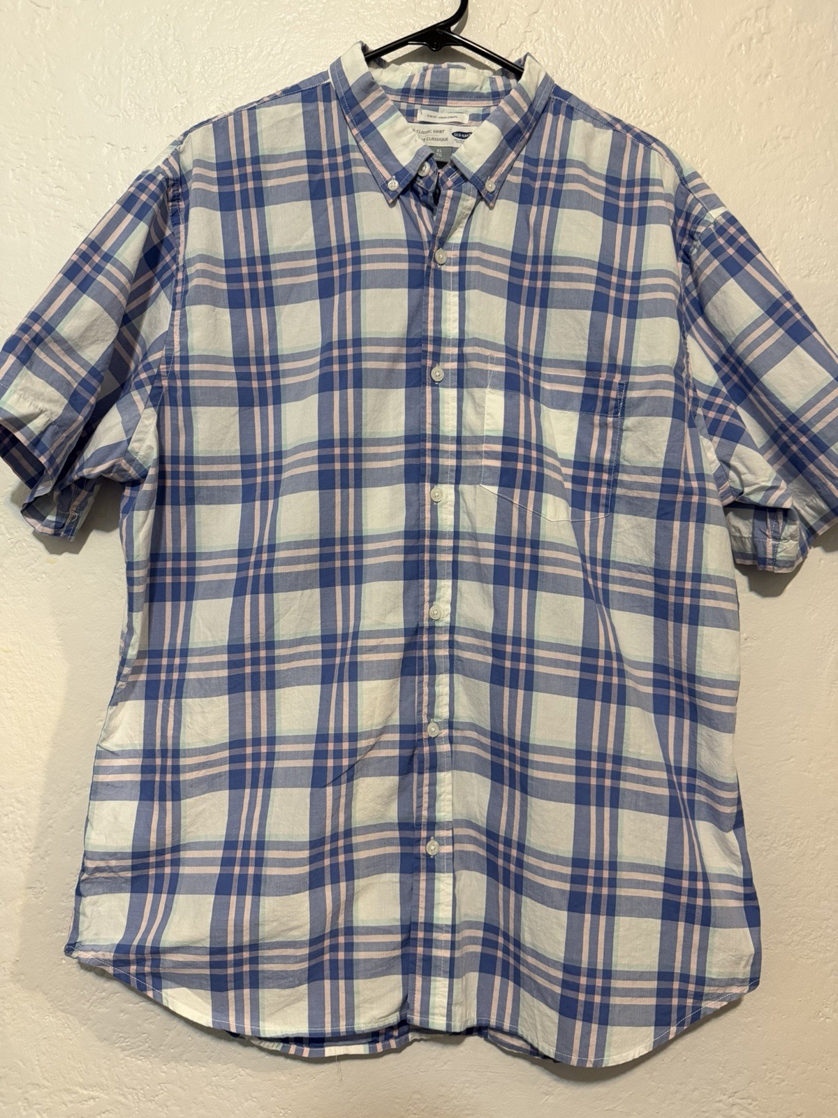 Old Navy Men’s Shirt Button Down Short Sleeve XL Plaid Spring