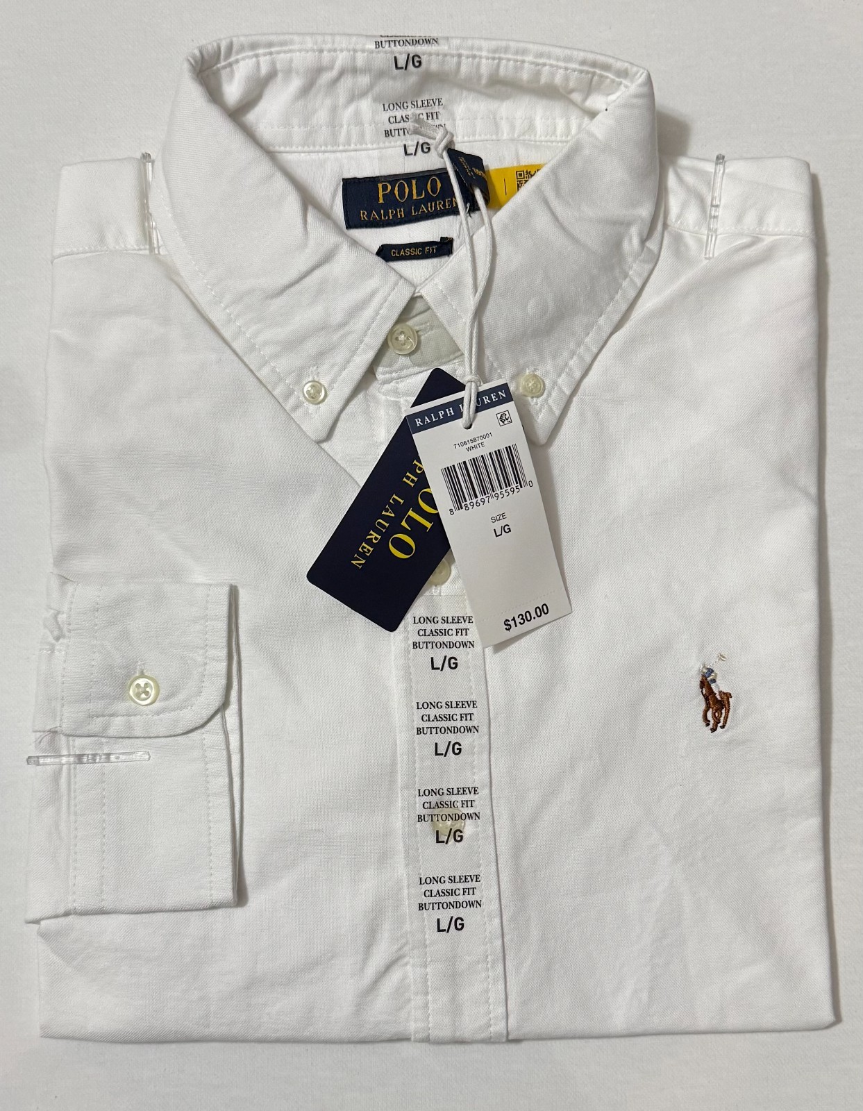 Polo Ralph Lauren The Iconic Oxford Shirt Classic Fit – White – Retail $130