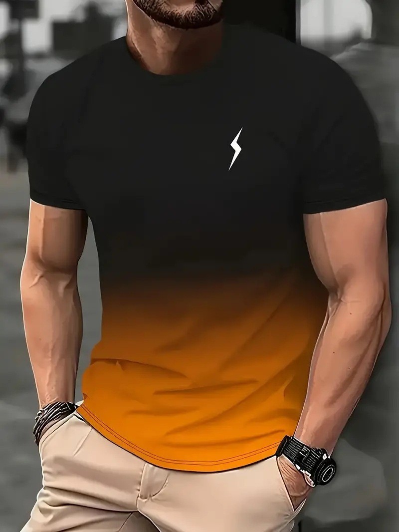 Gradient fashion print short-sleeve T-shirt