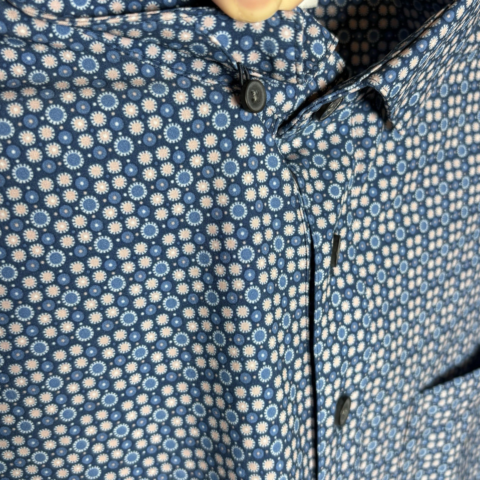 Mizzen + Main Leeward Mens XL Trim Floral Print Geo S/S Popover Shirt $138