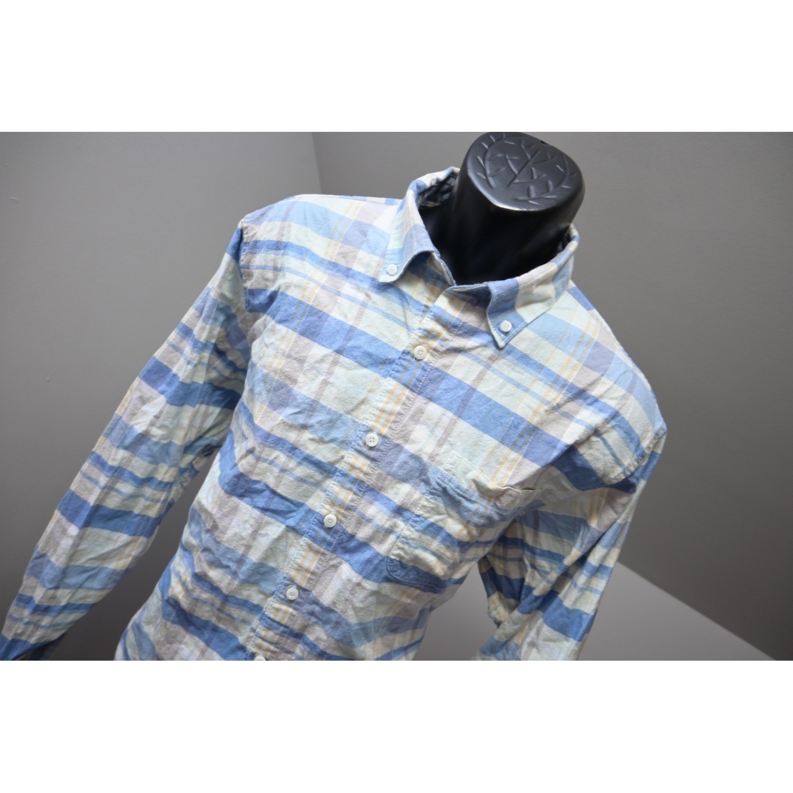 Tommy Bahama Button Down Dress Shirt Mens Large Blue Plaid Long Sleeve EUC