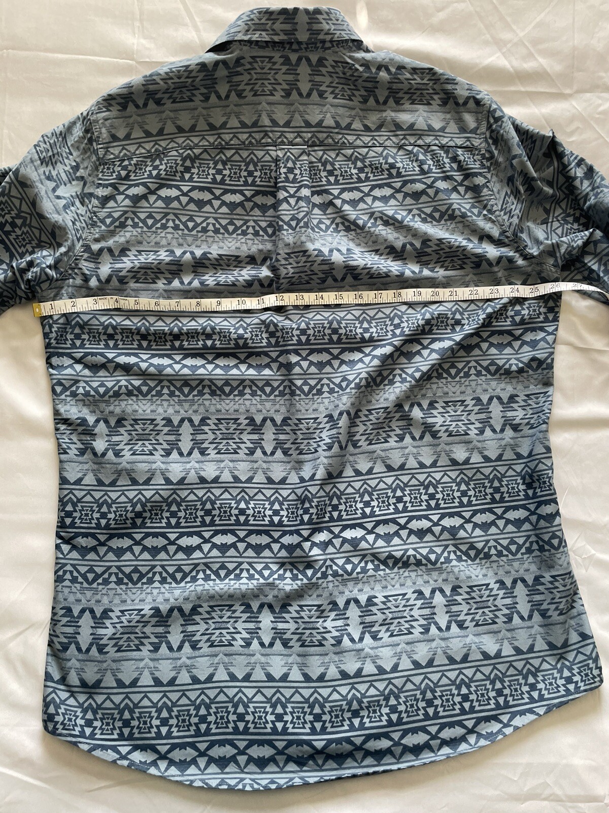 Eddie Bauer Button Down Tall Shirt Aztec Mens TXL Classic Fit Blue Outdoor
