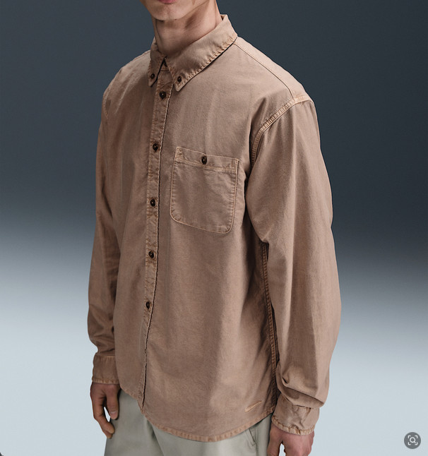 NIKE Long Sleeve Button down Oxford shirt Mens Size 3XL Tall Brown Dye HJ7270