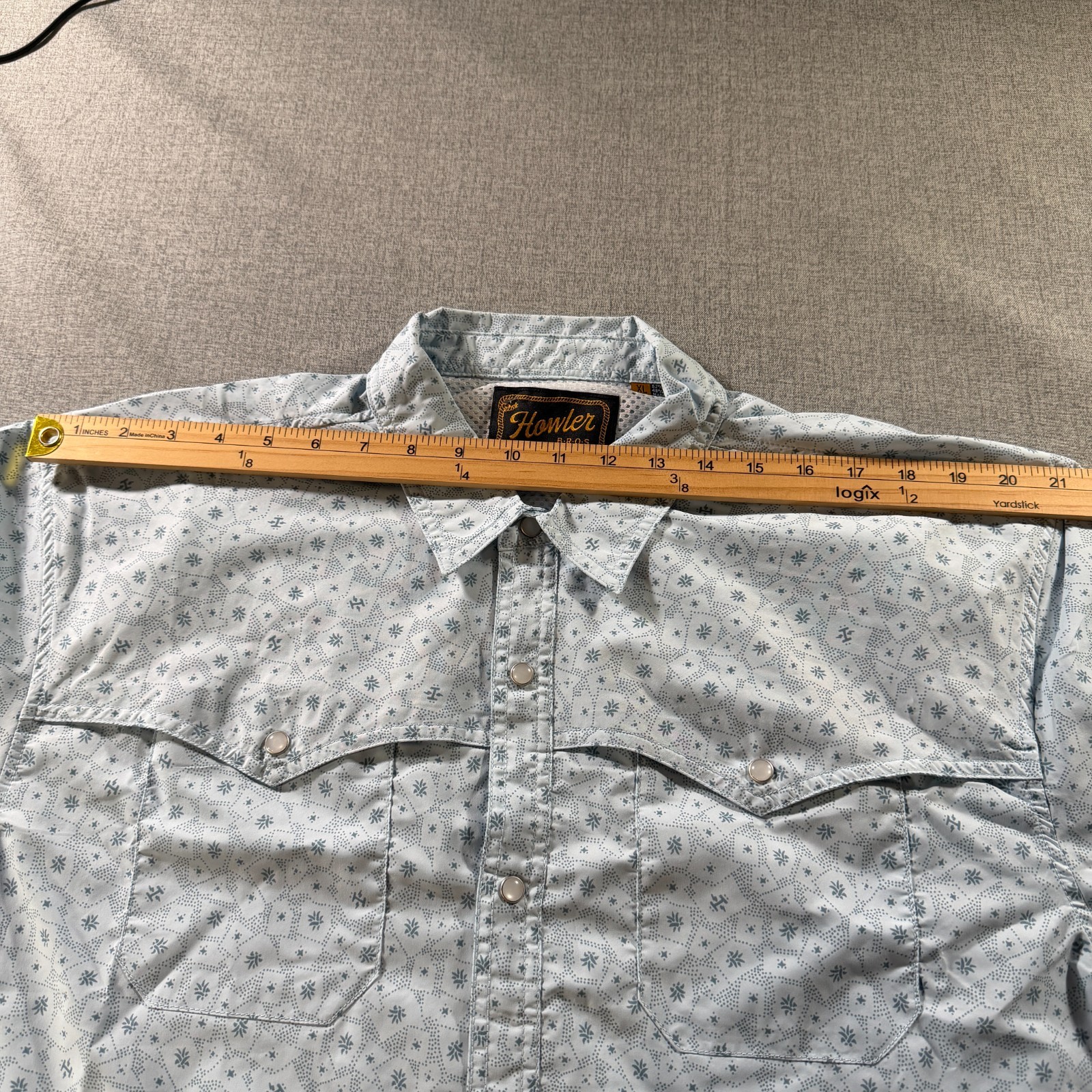Howler Bros Open Country Shirt Mens XL Blue Agave Short Sleeve Snap Vent Fishing