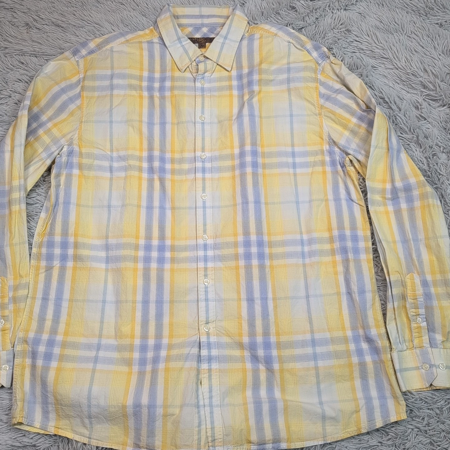 Pronto Uomo Blue Shirt Mens 3XLT Yellow Button Up Preppy Career Casual Comfort