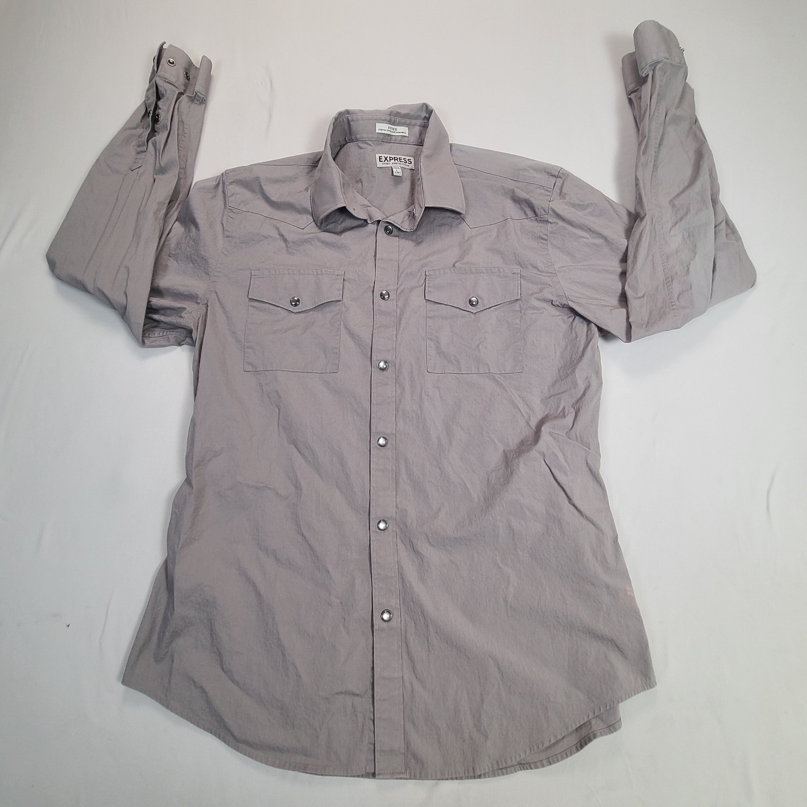 Express Shirt Mens Small Gray Long Sleeve Button Down Casual Comfort Stylish