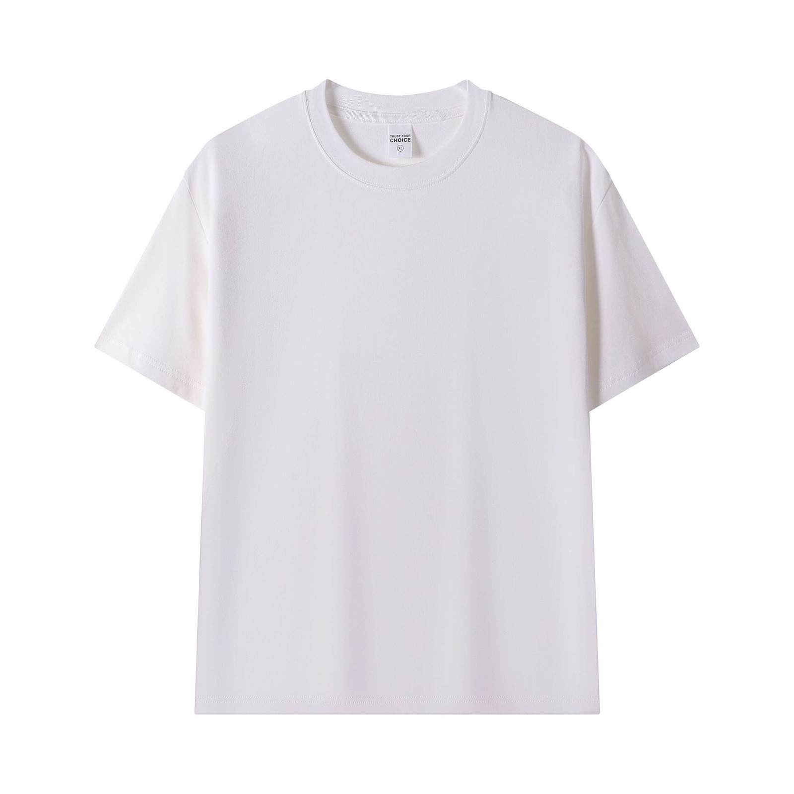 Spring Summer Basic Solid Combed Cotton Crew Neck Short Sleeve T-Shirt