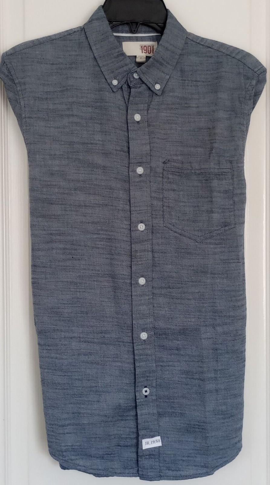 MEN’S 1901 SHIRT SIZE S BUTTON DOWN LONG SLEEVE ONE POCKET 100%COTTON GRAY COLOR