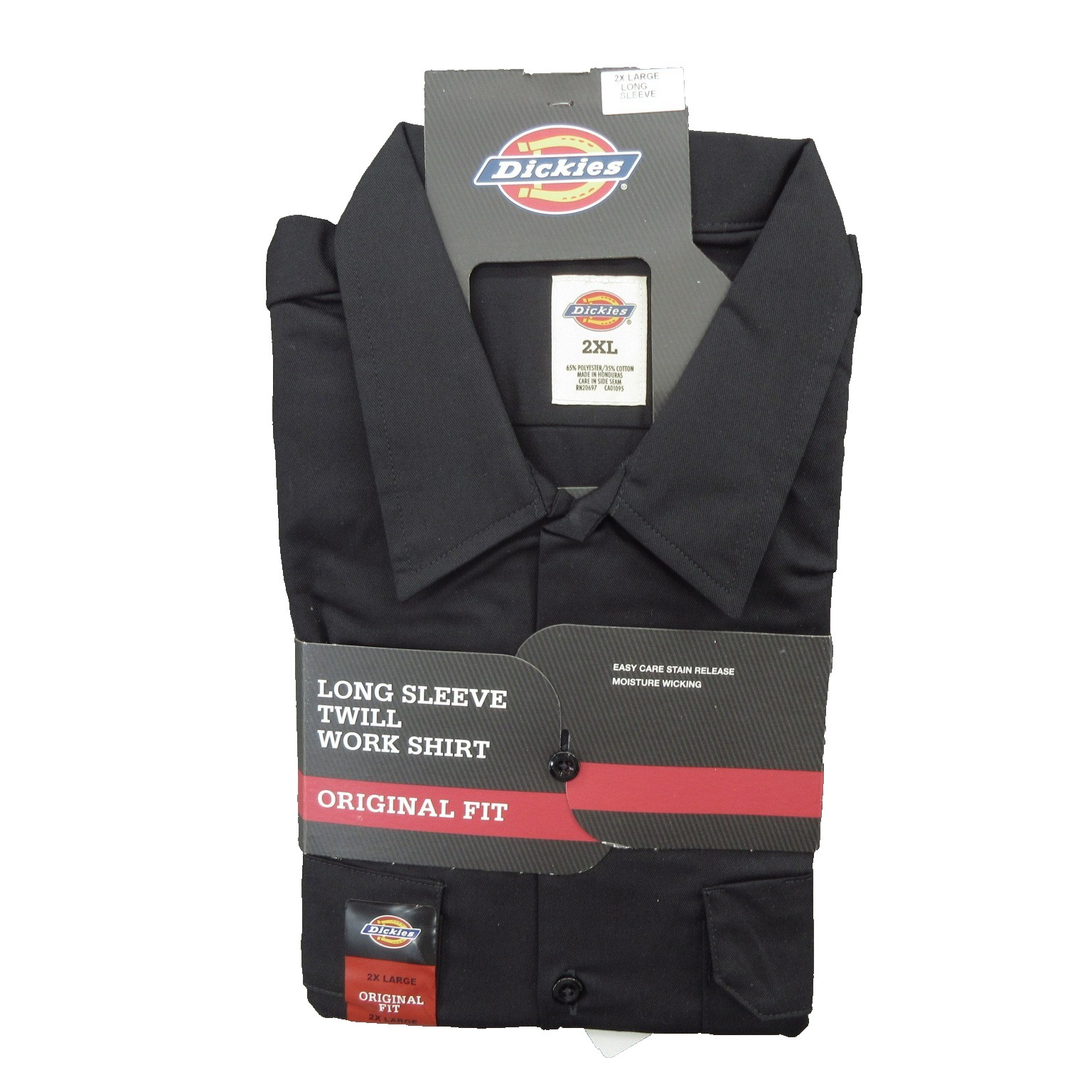 Dickies Men’s Work Shirt Size 2XL Black Twill Work Long Sleeve Original Fit New