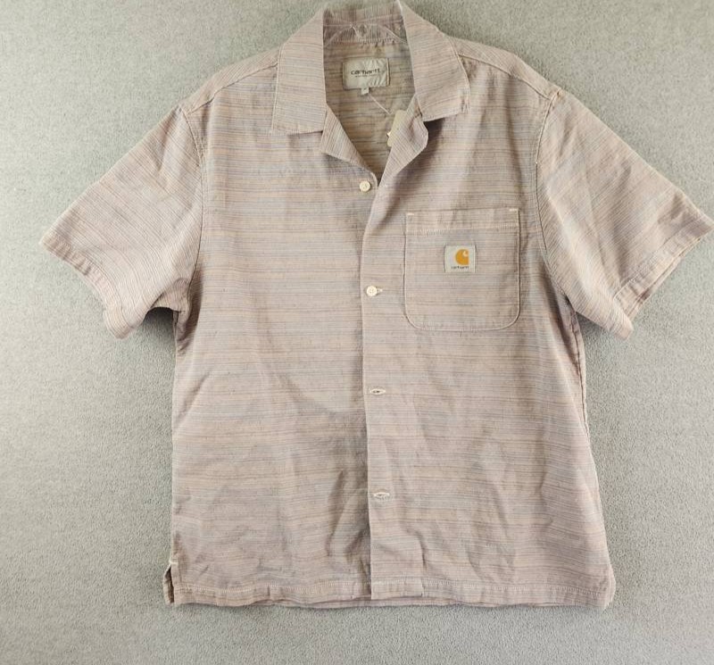 Carhartt WIP Gellar Jacquard Striped Camp Shirt Men’s M Multicolor Short Sleeve