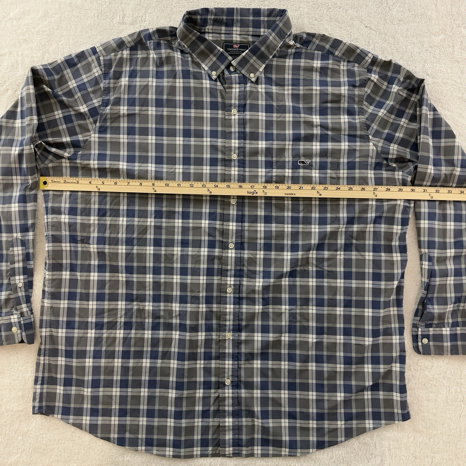 VINEYARD VINES SHIRT MEN’S 3XL BLUE GRAY PLAID BUTTON DOWN LONG SLEEVE
