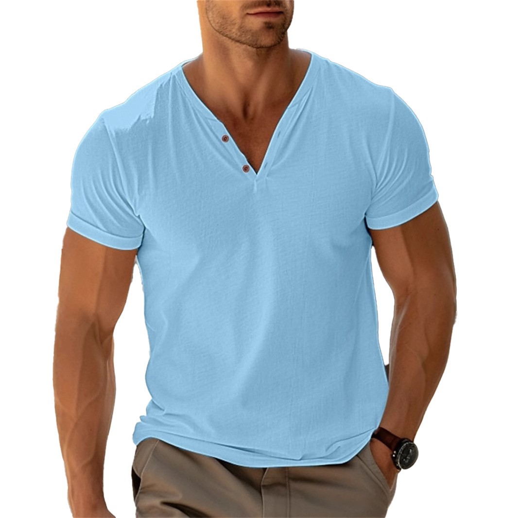 Men’s V-neck breathable moisture-wicking casual sports lightweight short sleeve