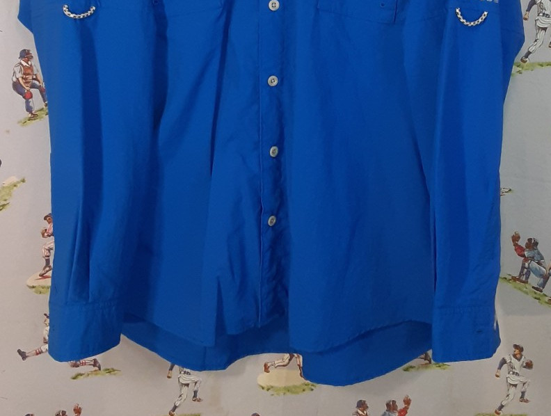 🎣 Columbia PFG Omni-Shade Mens Sz Medium Blue Button Up Fishing Shirt Vented