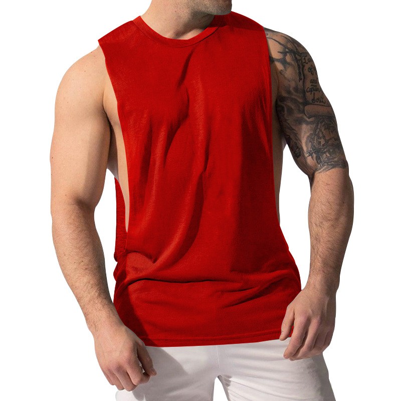Muscle fit tank top men’s casual solid color sleeveless vest T-shirt