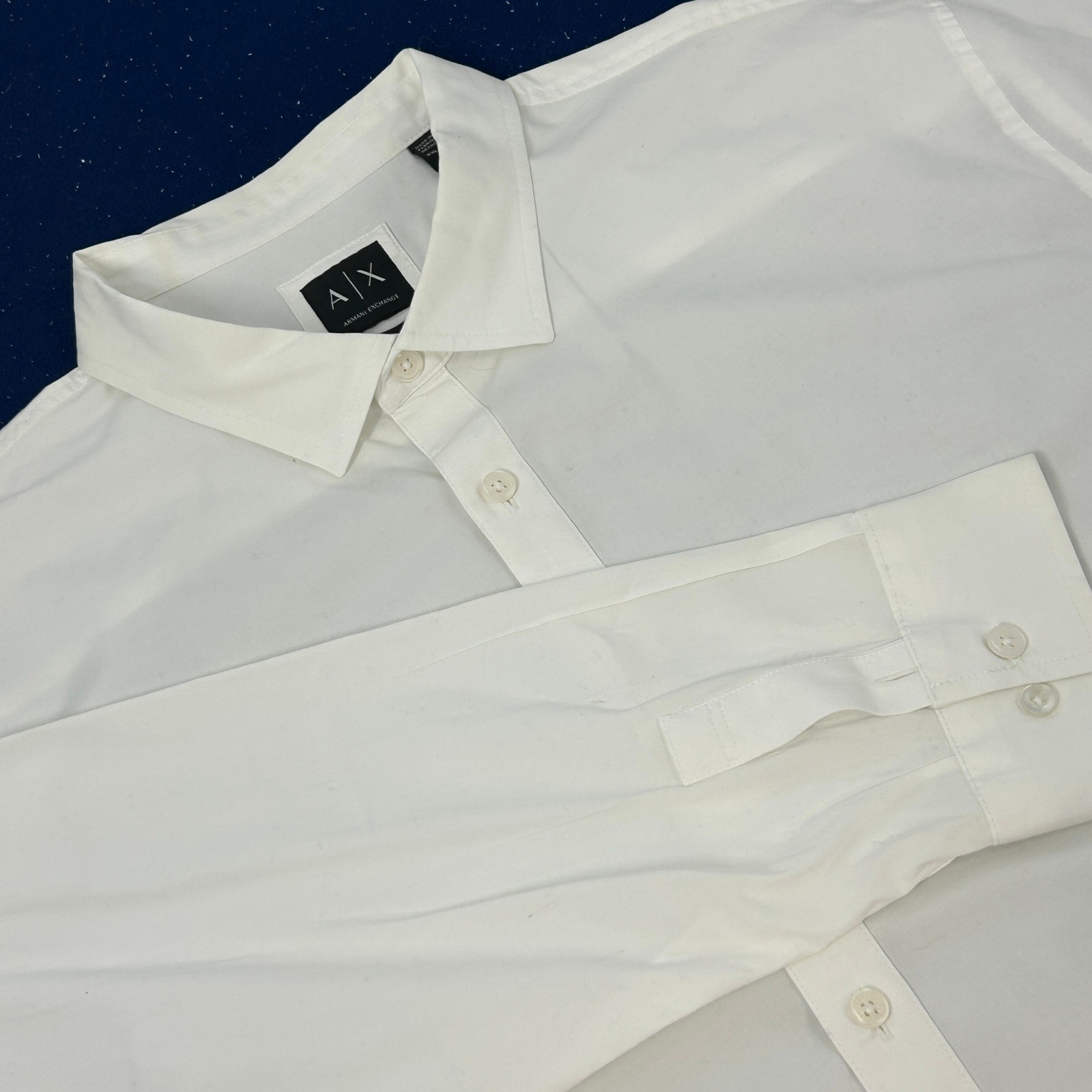 Armani Exchange A/X Shirt Men XXL White Slim Fit Long Sleeve Button Up