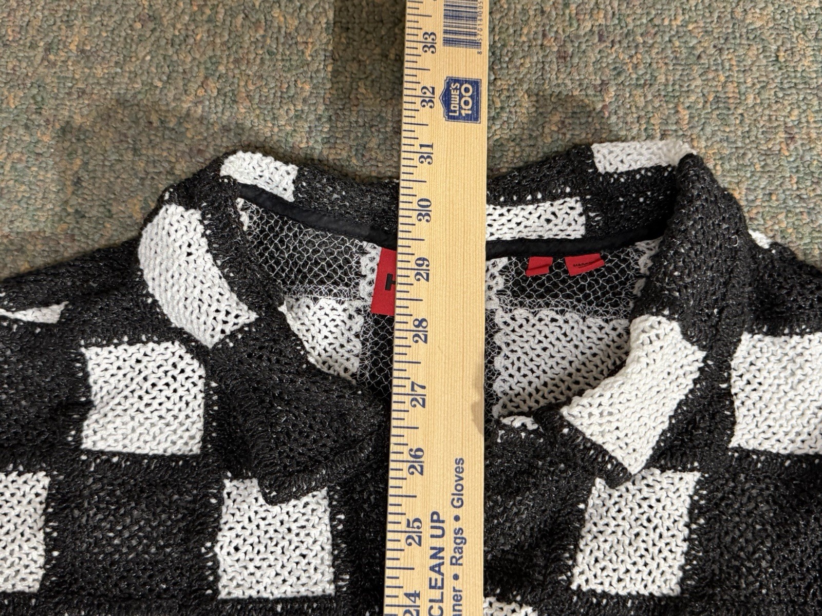 Hugo Boss Egeeno Button Up Shirt Men’s XL Crochet Knit Oversized Black/White