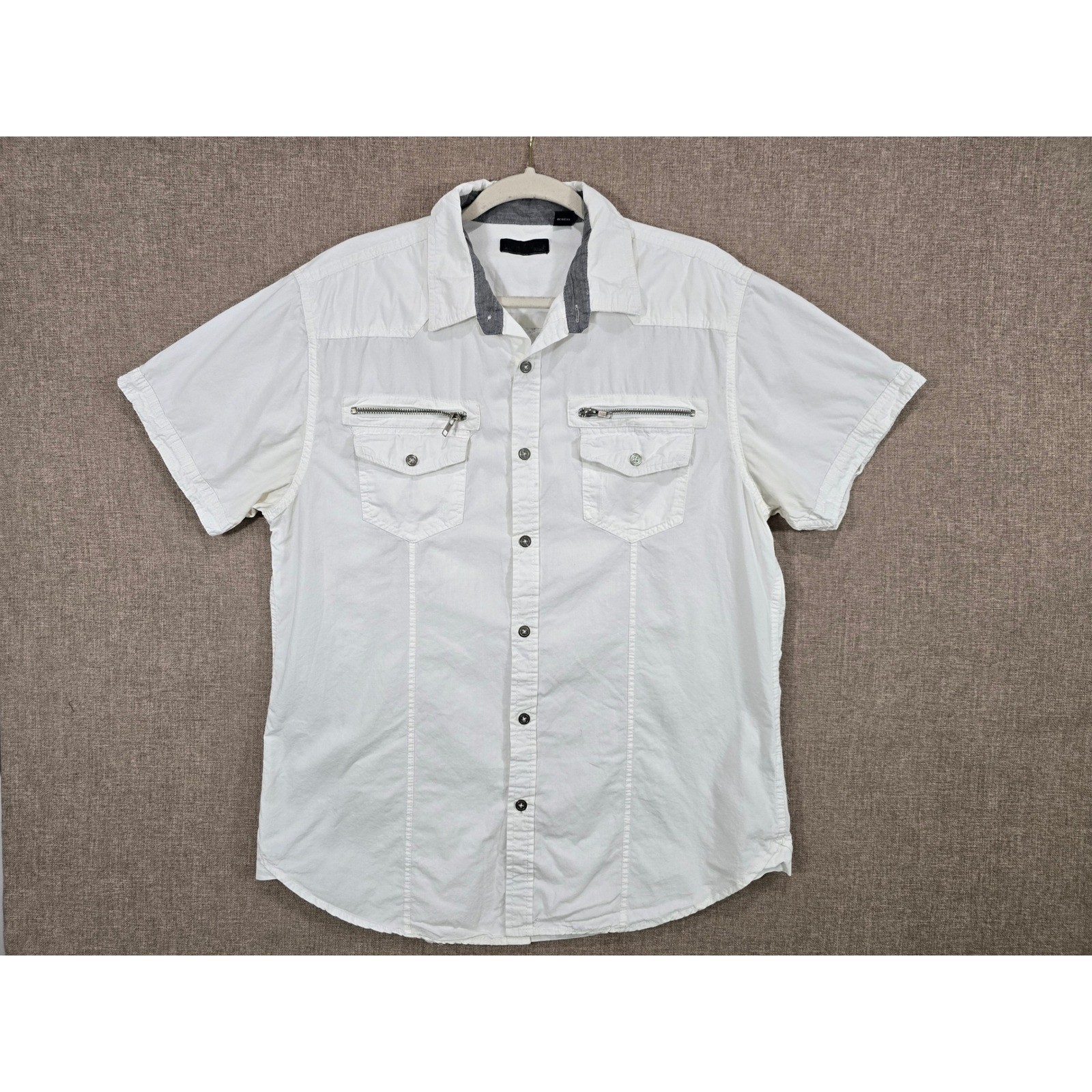 Steve’s Jeans Mens XL White Cotton Short Sleeve Button Down Utility Shirt