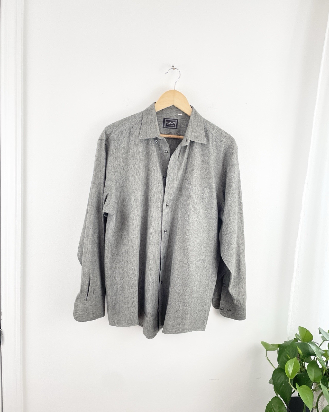 Vtg Versace Jeans 17 33-34 Gray Button Down Long Sleeve Shirt Men’s 90s