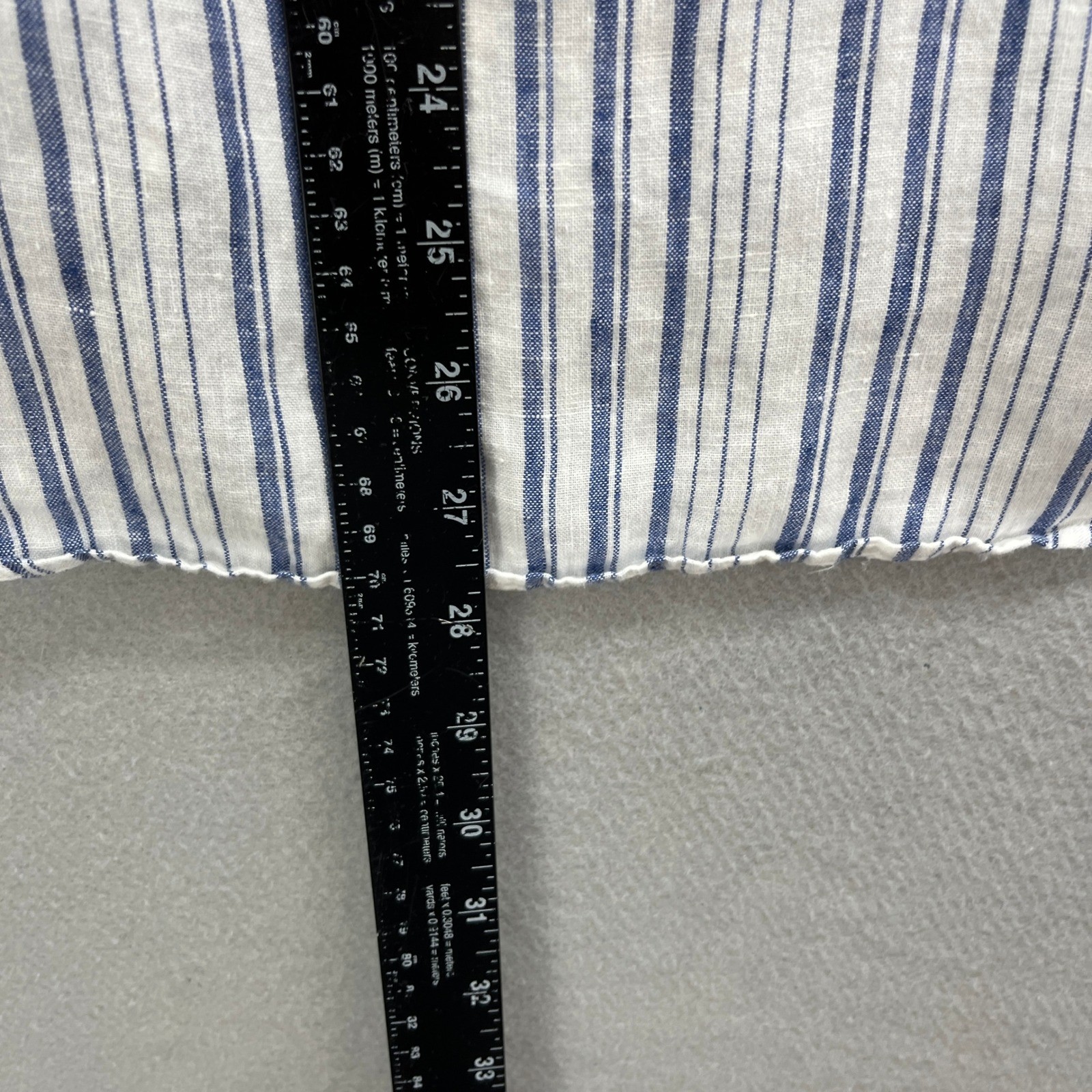 Polo Ralph Lauren Shirt Mens L White Blue Linen Striped Coastal Popover Utility