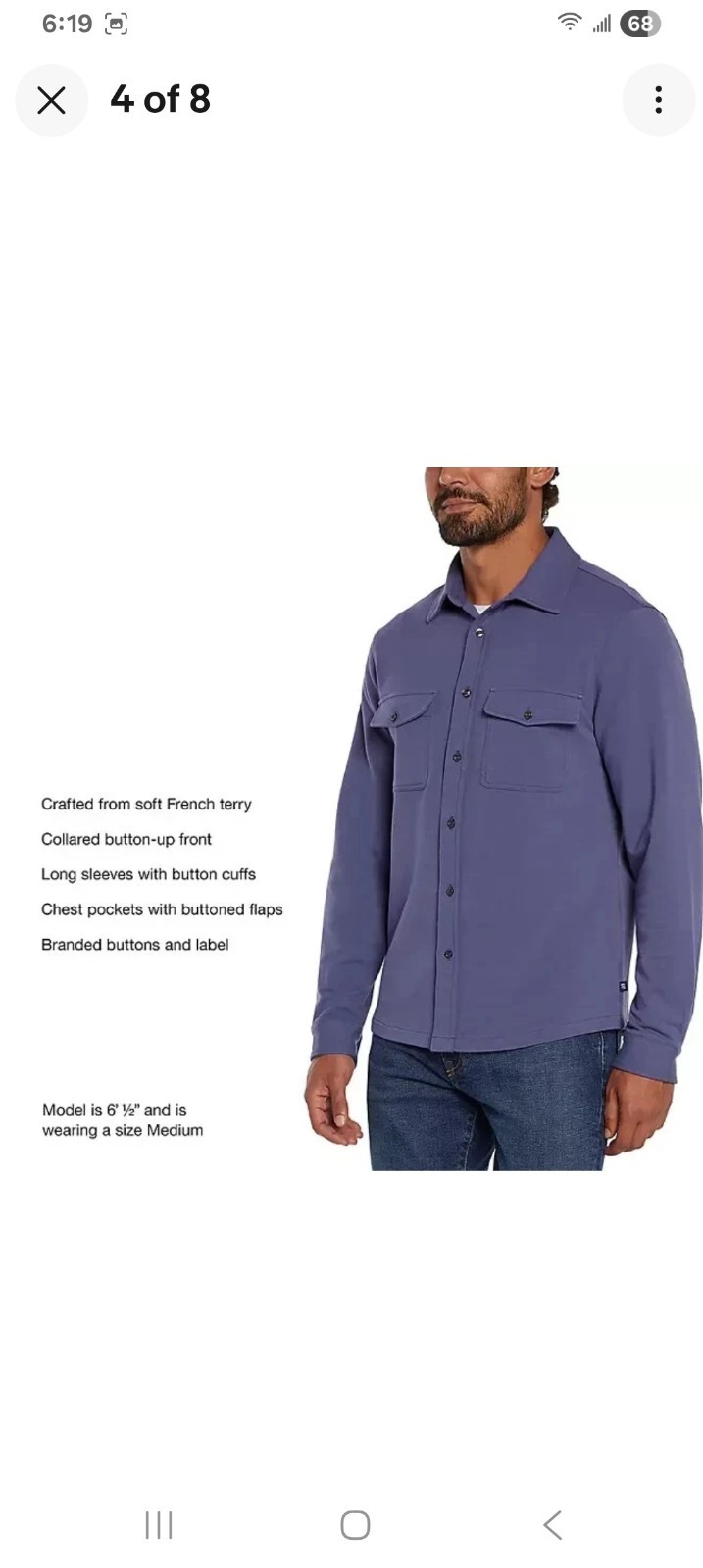 Gap Men’s Long Sleeve Knit Button Down, Blue – NWT Size M