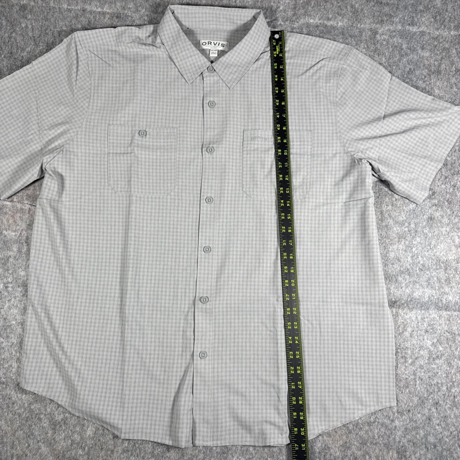 Orvis Men’s Grey Size XXL Short Sleeve Woven Tech Shirt