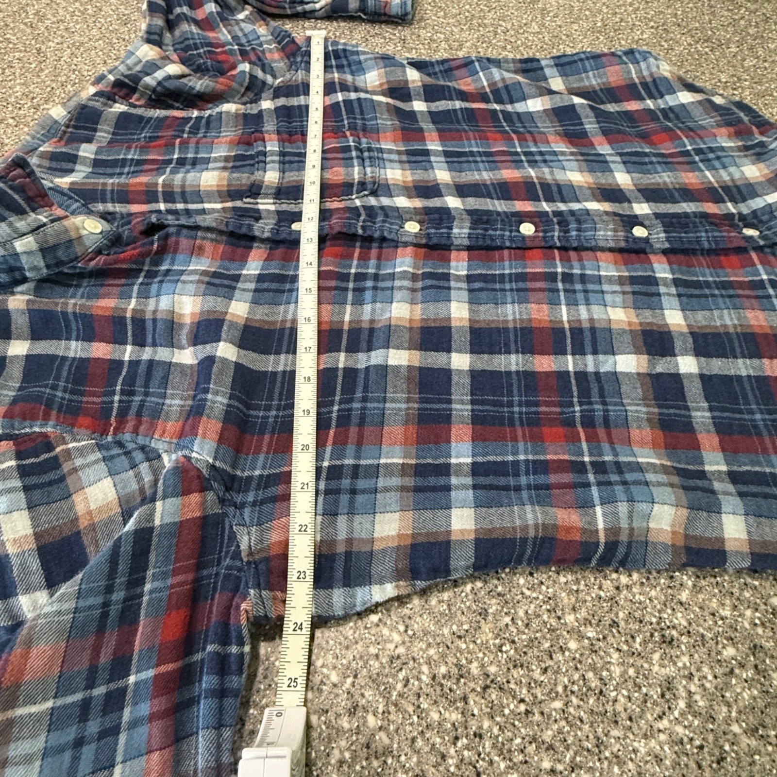 Abercrombie & Fitch Muscle Fit Plaid Flannel Shirt Mens XXL Blue Red Long Sleeve