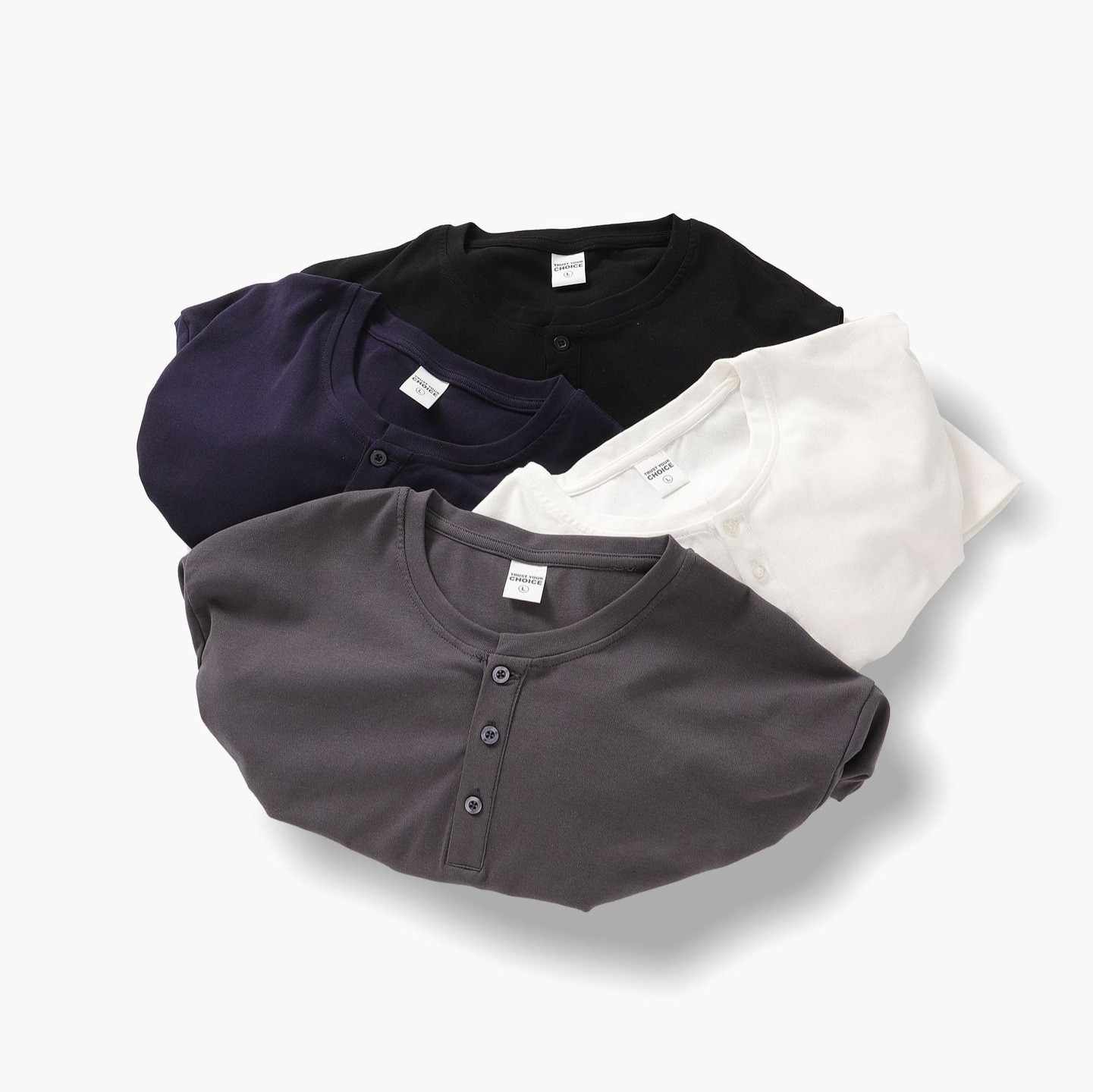 Solid Basic Button Detail Crew Neck T-Shirt