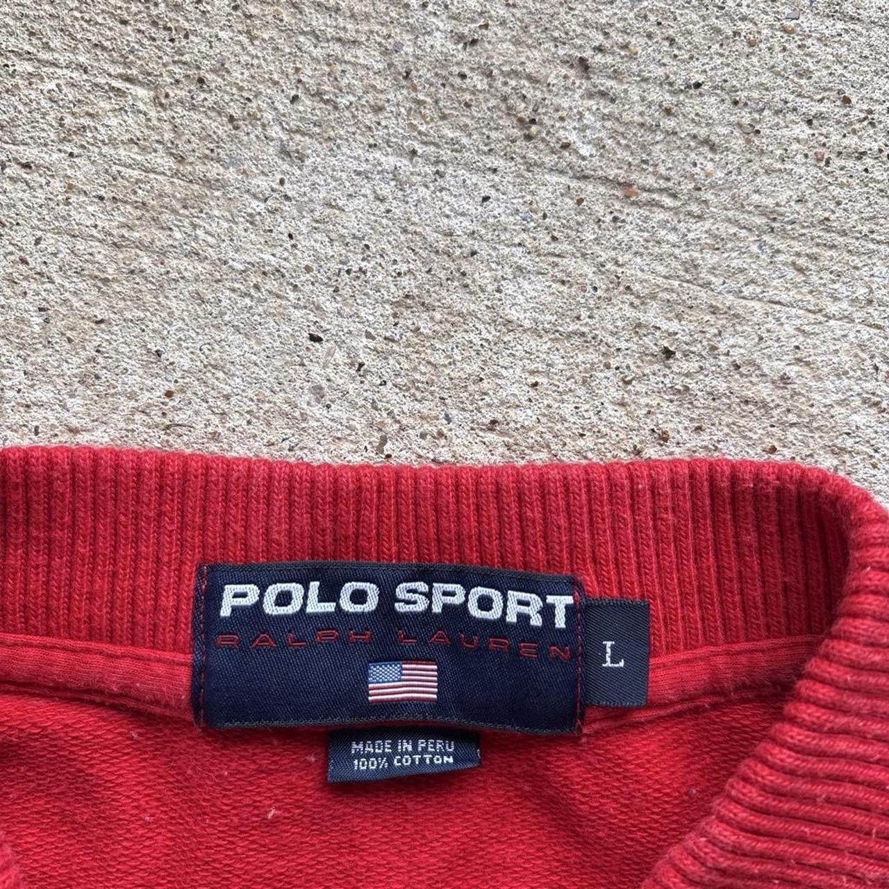 Polo Sports Men’s Embroidered Logo Spellout 1/2 Zip Pull Over Red L Cotton