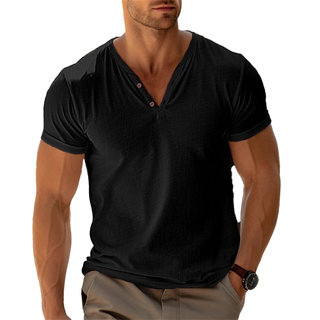 Men’s V-neck breathable moisture-wicking casual sports lightweight short sleeve