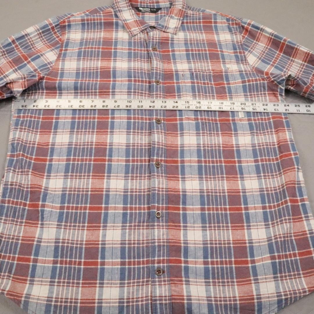 Outdoor Research Weisse Hemp Blend Plaid Shirt Mens XL Short Sleeve Button