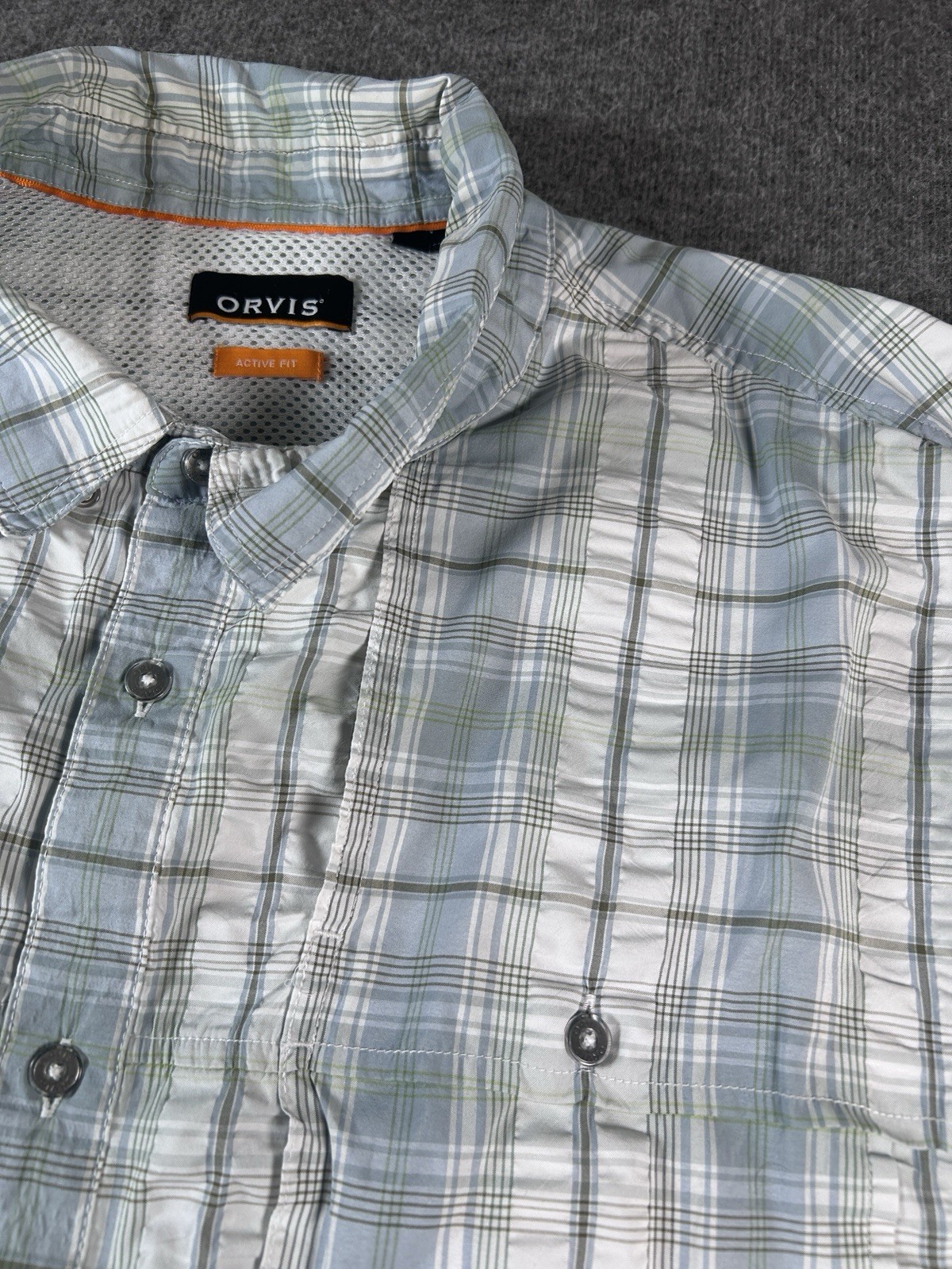 Orvis Men’s Short Sleeve Button Front Seersucker Shirt Size XXL Outdoors
