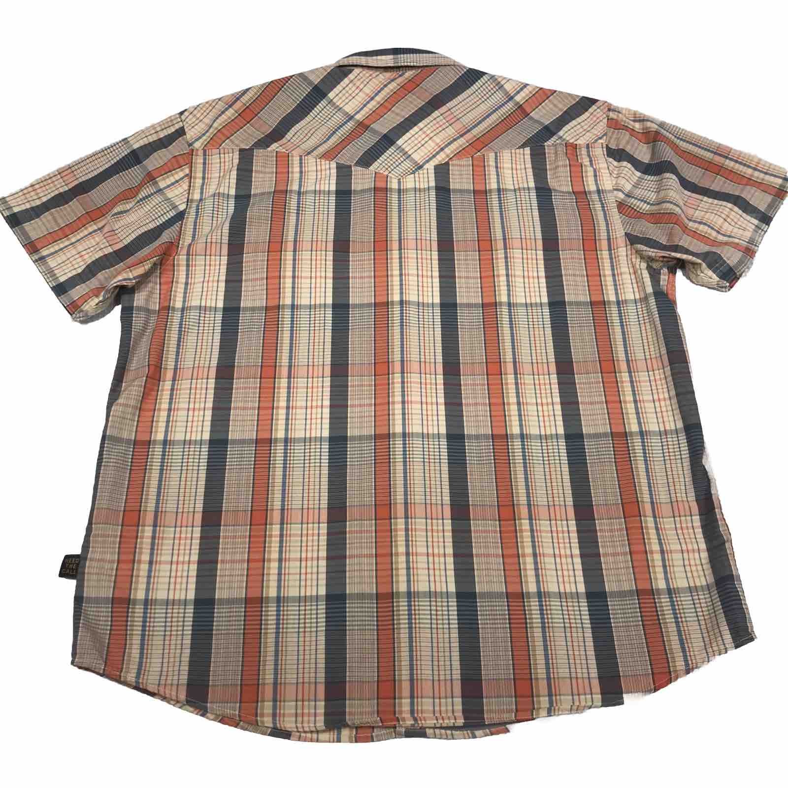 Howler Brothers H Bar B Pearl Snap Shirt Mens Medium Plaid Western Short Sleeve
