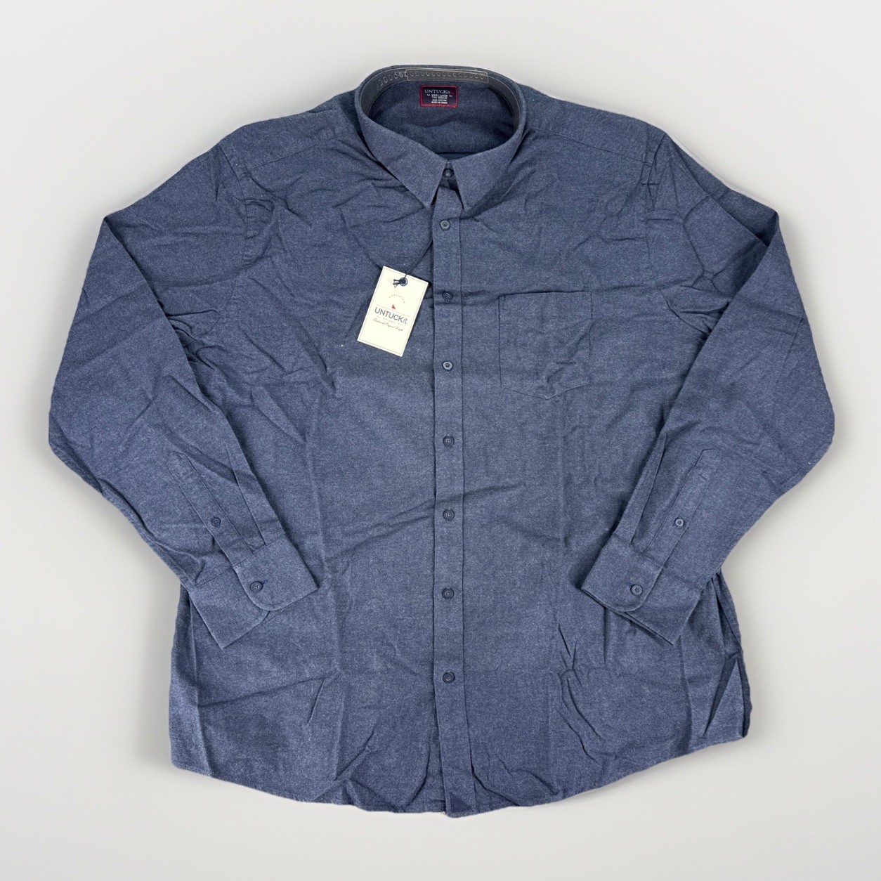 UNTUCKit Fulgini Men’s Size 3XL Tall Reg Fit Flannel Button Up Shirt Navy NWT