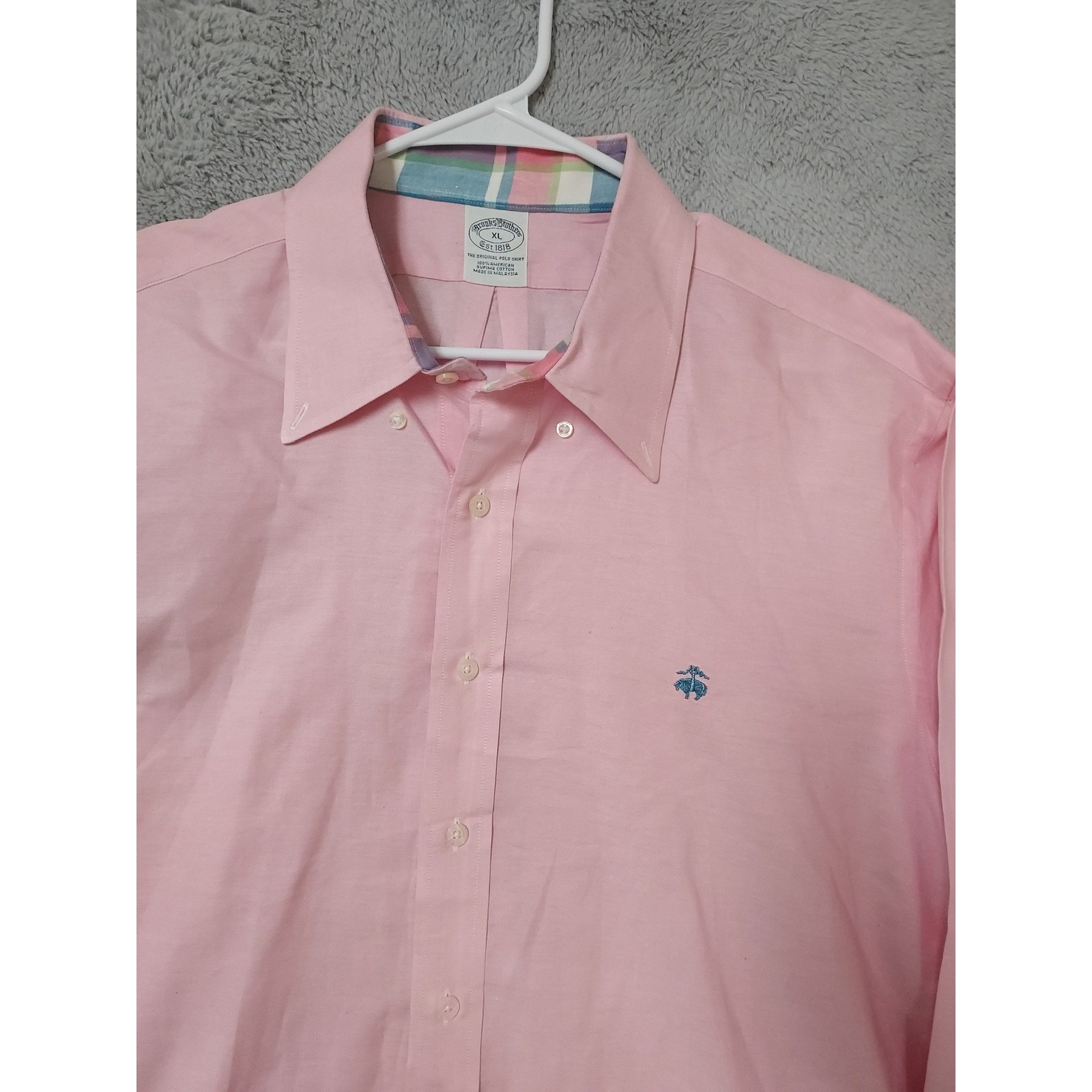 Brooks Brothers Shirt Mens XL Easter Elbow Patch Oxford Pink Preppy Spring READ