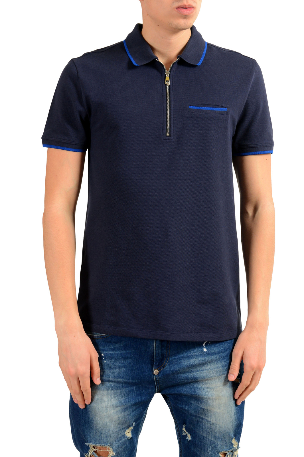 Versace Collection Men’s Blue Short Sleeve Polo Shirt Sz S M L XL 2XL