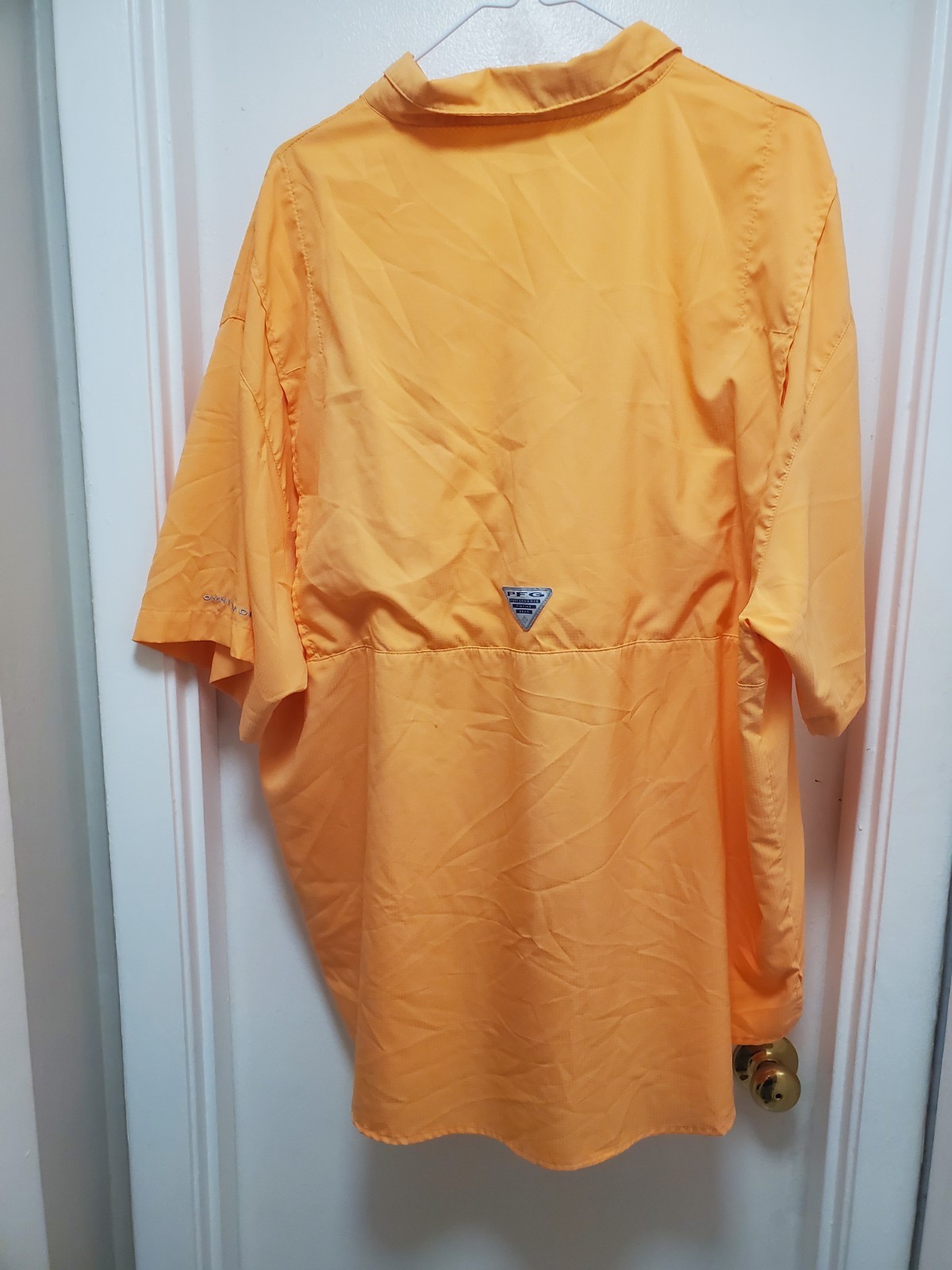 Columbia PFG Bahama Mens XL Peach Orange Fishing Shirt Short Sleeve Omni Shade