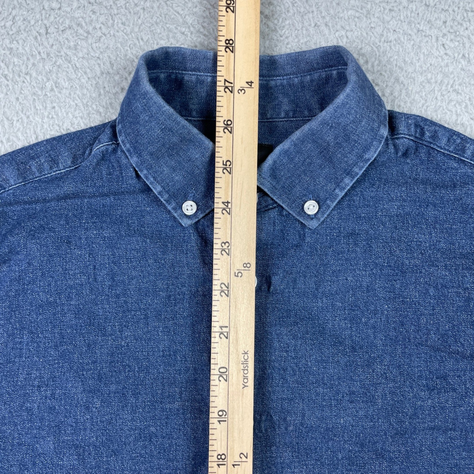 Under 5’10 Shirt Mens Medium Blue Stretch Denim Long Sleeve Button Down U510