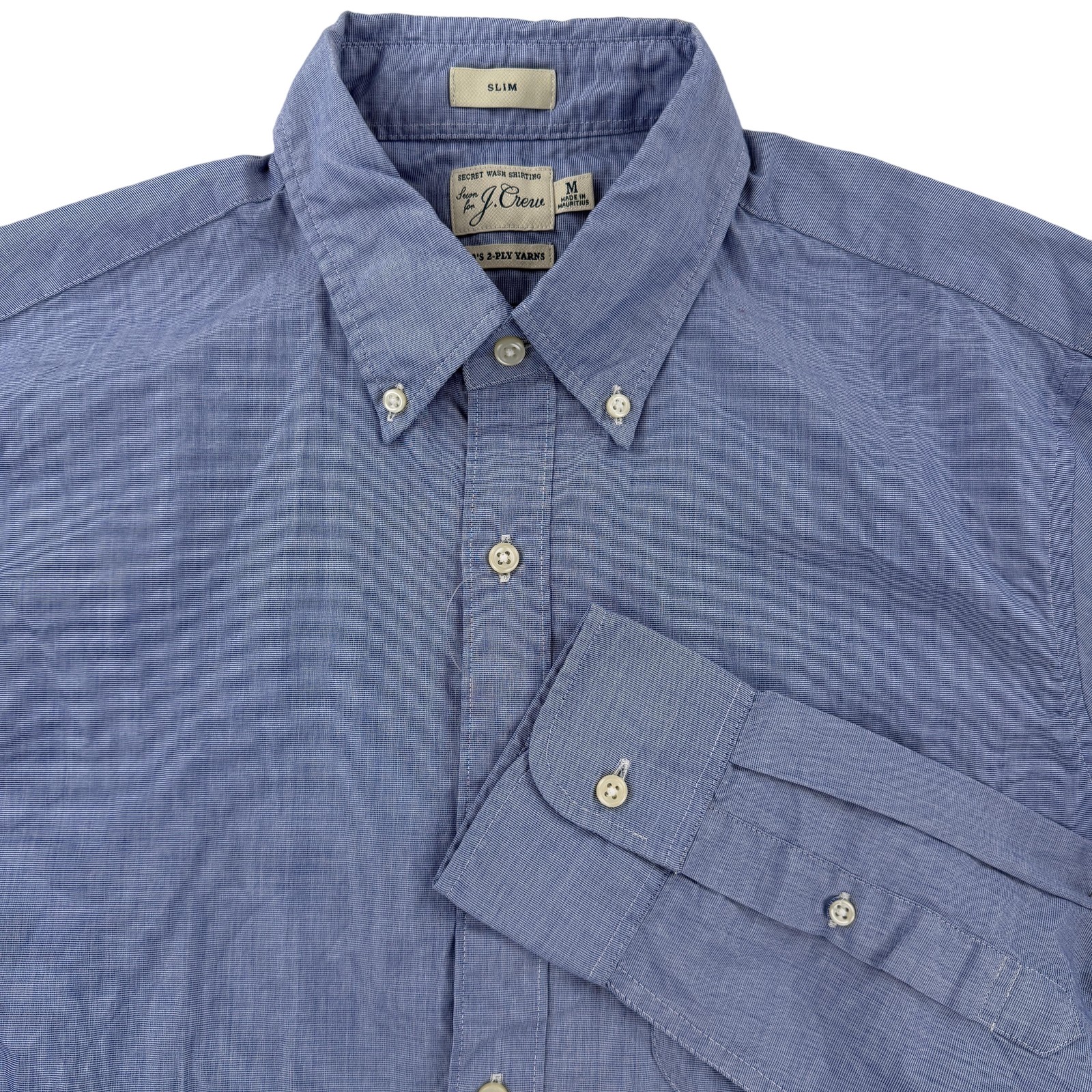 J.Crew Shirt Mens Medium Blue Check Slim Fit Button Down 100s 2 Ply Yarns NWT
