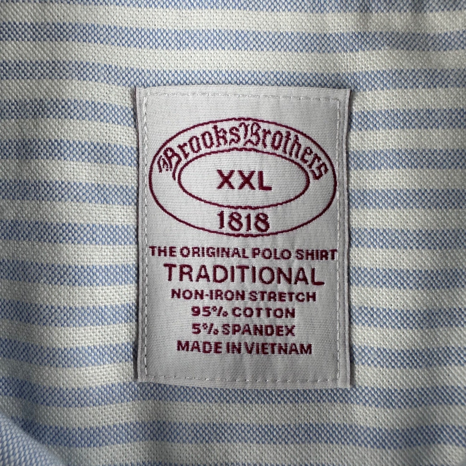 Brooks Brothers Button Down Mens XXL 2XL Blue Striped Non-Iron Stretch Shirt