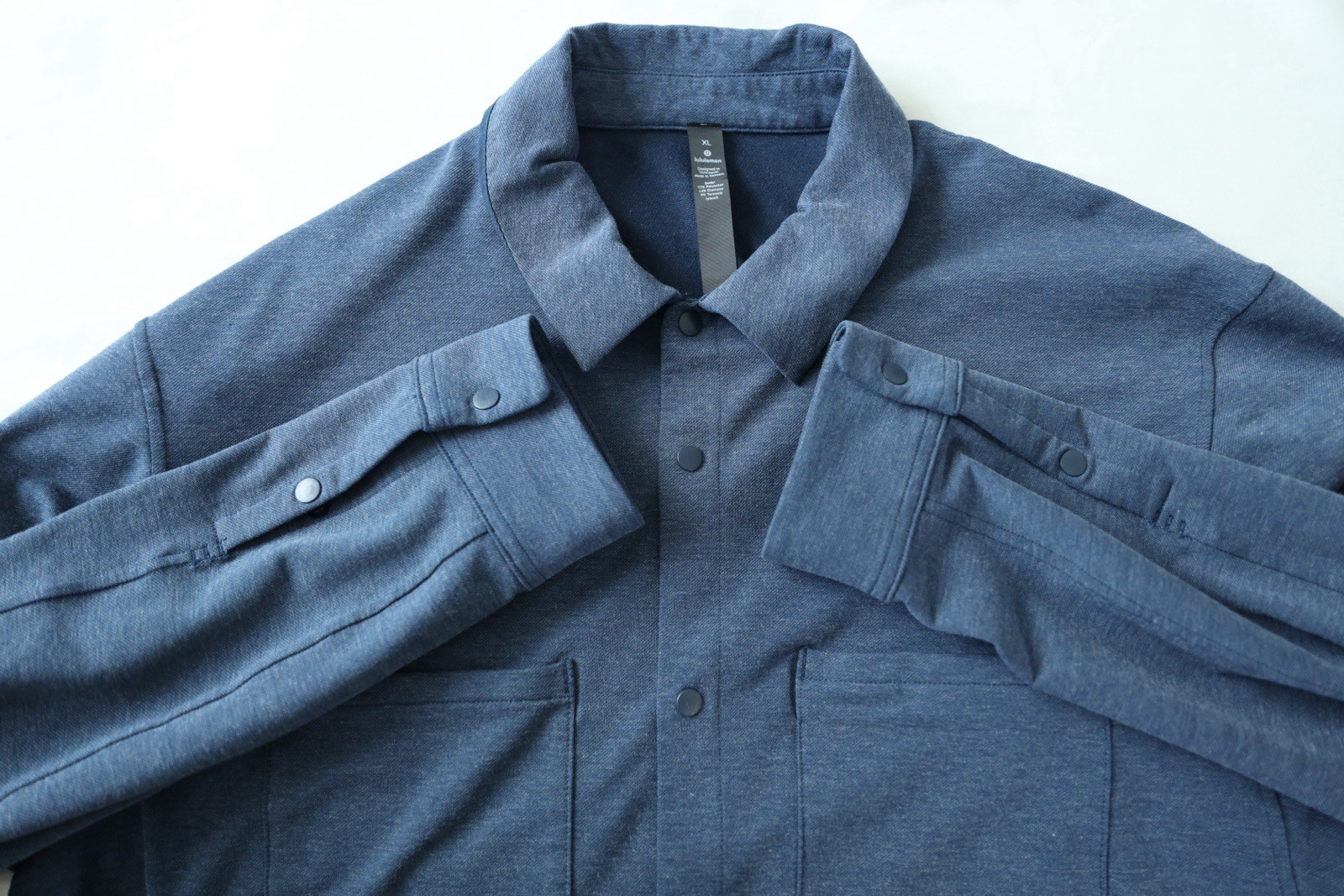 Lululemon Soft Knit Overshirt Men’s XL Heathered True Navy Snap Shacket Jacket